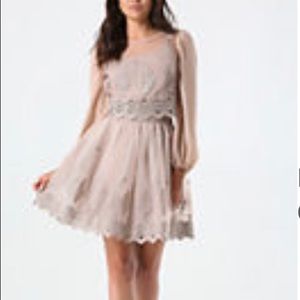 NWT Bebe 2-pc set eyelet top+ eyelet circle skirt